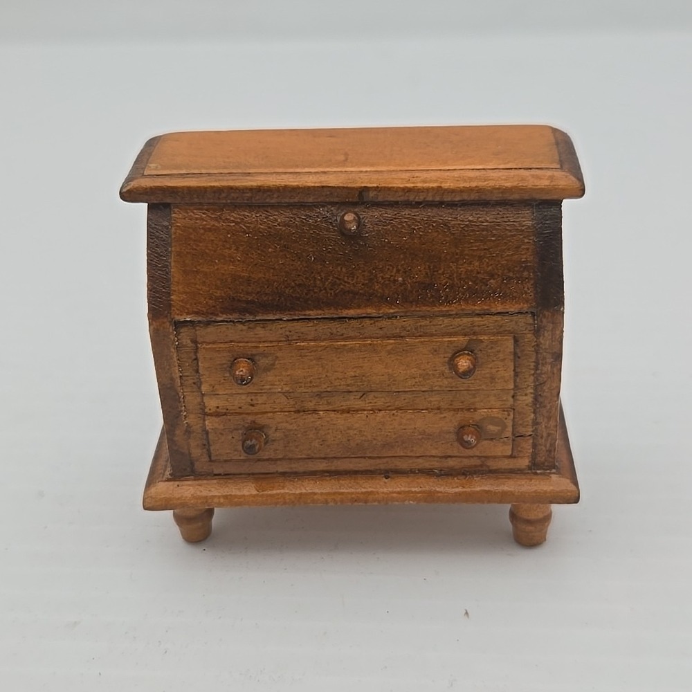 Miniature‎ Dollhouse Furniture- Wooden Desk Walnut Finish
